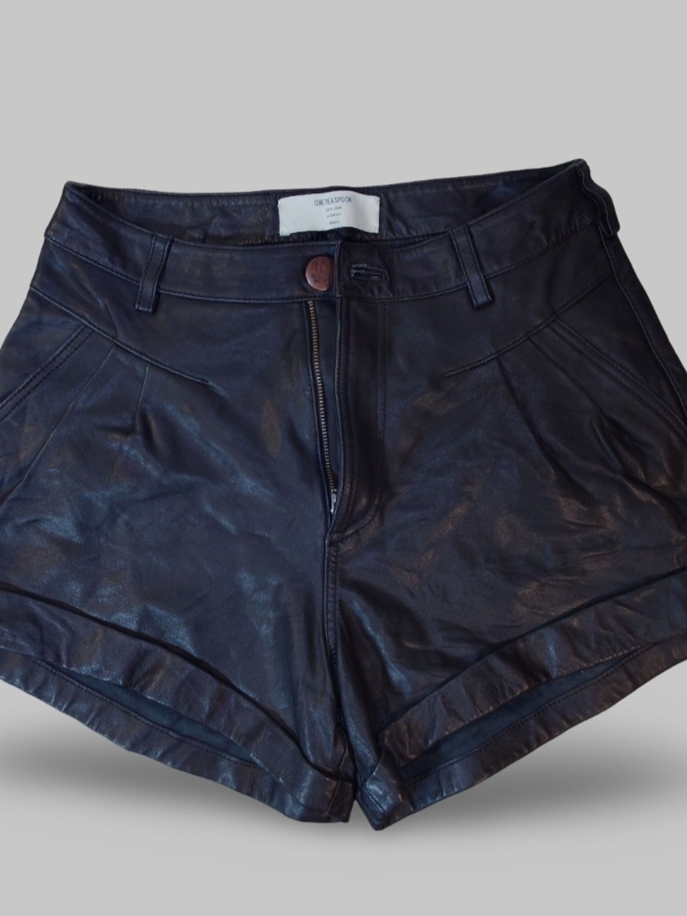 One Teaspoon Black High-Waist Leather Shorts Size Small